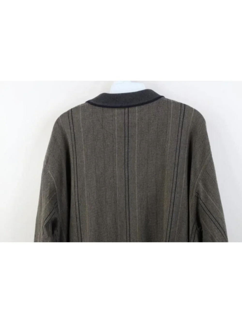 Vintage 90s Streetwear Mens XL Faded Striped Knit Long Sleeve Golf Polo Shirt